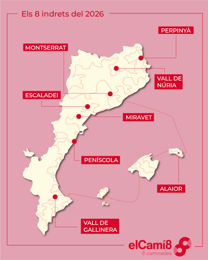 Mapa_8indrets_CAMI8_MAPA_8_INDRETS_FONS_ROSA Mapa dels 8 indrets del CAMI8 2026